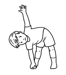 Hand-drawn illustration with boy. Black and white images on white background.