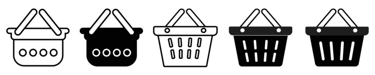 Shopping Basket vector icon set. Buy buttons collection. Vector illustration.