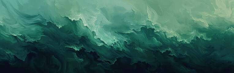 Green and Black Wave Painting