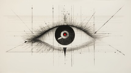 empty eye, minimalist russian avant - garde drawing, 16:9 - obrazy, fototapety, plakaty
