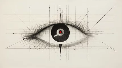 Fensteraufkleber empty eye, minimalist russian avant - garde drawing, 16:9 © Christian