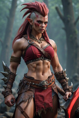 Red Elf Warrior Woman