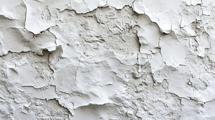 Peeling wallpaper and an outdated wall texture painting with white abstract theme, Generative AI.