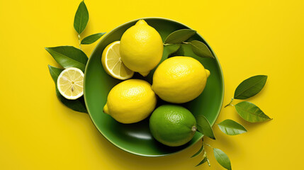 Lemons on colored background