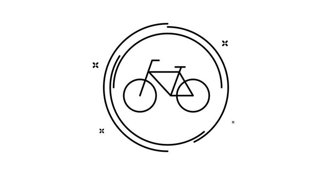 bike animated outline icon with alpha channel. bike rotation appearance 4k video animation for web, mobile and ui design