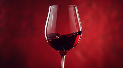 Red Wine in Glass With Red Background