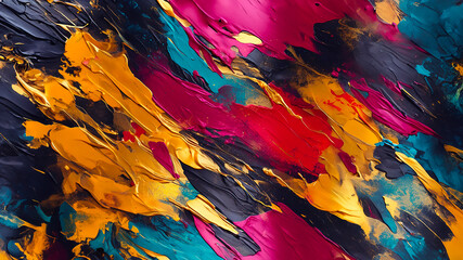 Vibrant Velocity: Dynamic Abstract with Bold Color Strokes, AI Generative Art