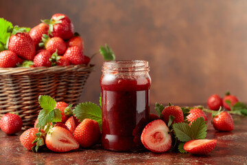 Strawberry jam and fresh berries.