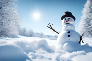 snowman winter snow christmas holiday cold - obrazy, fototapety, plakaty