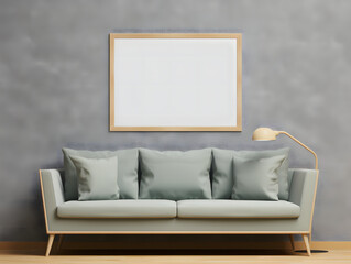 3D Gallery Frames Mockup with Sofa