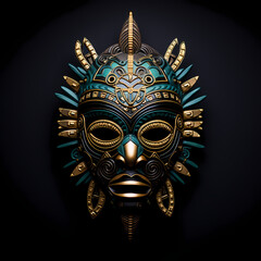 Tribal mask with intricate patterns. 