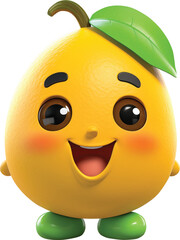 Lemon cartoon illustration of happy lemon 3d character illustration