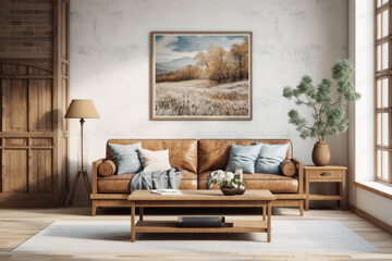 Fototapeta na wymiar Luxury living room design with sofa and colorful furniture