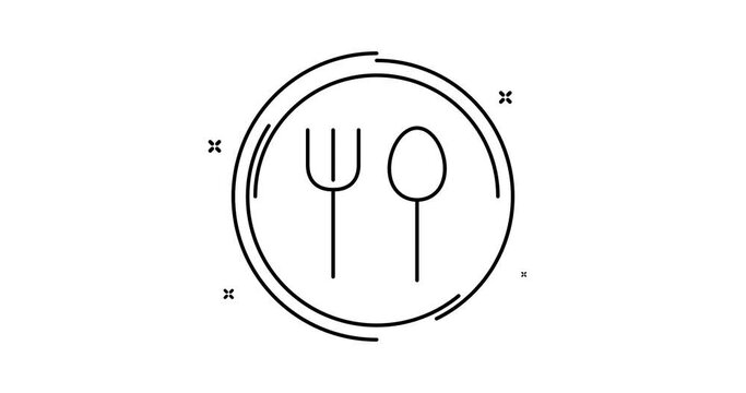 fork and spoon animated outline icon. fork and spoon rotation appearance 4k video animation for web, mobile and ui design