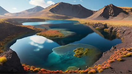 Fototapeta na wymiar a lake in side of mountains