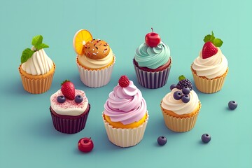 cupcakes with cream and berries