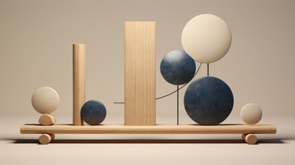 Achieving Balance: Abstract Geometric Forms Combining Stone and Wood Elements AI Generated