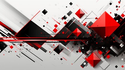 Abstract modern geometric background black and red. Neural network AI generated art