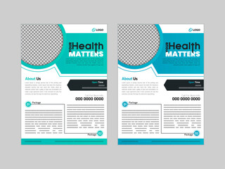 healthcare cover a4 template design and flat icons for a report and medical brochure design, flyer, leaflets decoration for printing and presentation vector.