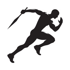 Athletic Allegiance: Sportsman Silhouettes Pledging Allegiance to the Passionate Pursuit of Athletic Excellence - Sportsman Illustration - Athlete Vector
