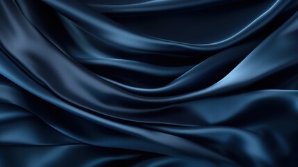 Elegant Luxury Black Blue Abstract Silk Satin Curtain Background AI Generated
