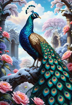 peacock in forest