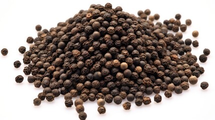 Closeup of Black Whole Pepper Peas on White Background AI Generated