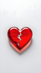 Broken red glass heart.
