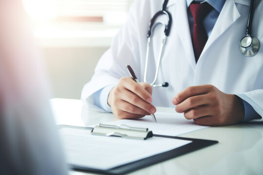 Doctor Writing Medical Records during Consultation