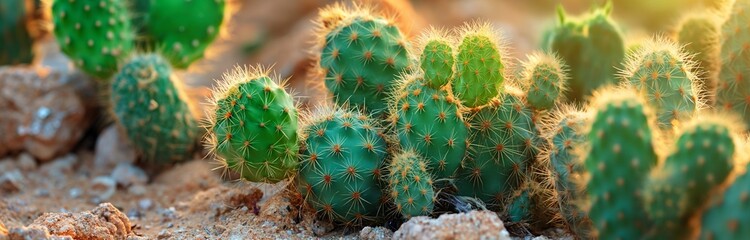 cactus in a desert sun light