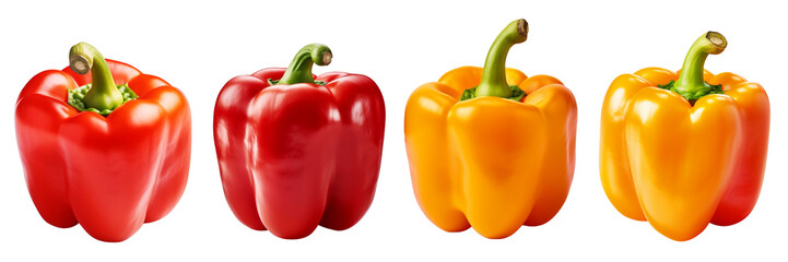 Set of bell pepper isolated on white or transparent background