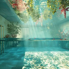 Underwater of the swimming pool a fantasy visual
