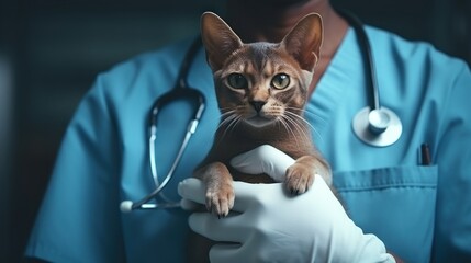 Closeup Portrait of a Blue Abyssinian Cat with a Cone AI Generated