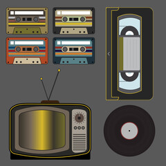 set of retro media