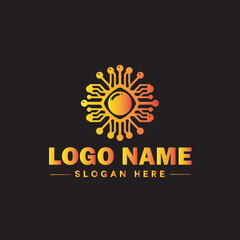 Technology logo and icon symbol clean flat modern minimalist business and digital internet web logo design editable vector