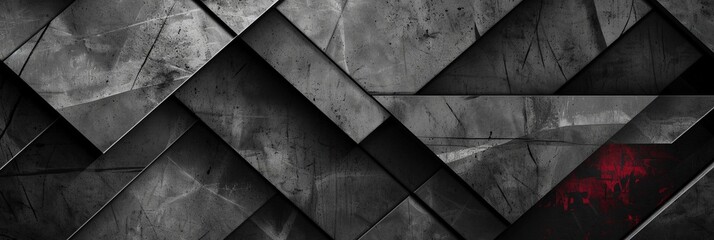 Fiery Elegance: Abstract Banner in Black, Grey Charcoal, Red, and Orange, Featuring Geometric Shapes and a Subtle Shading Gradient for a Stylish Wallpaper