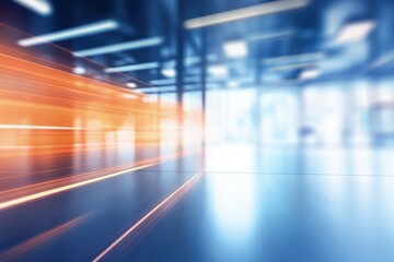 Abstract contemporary office interior with blue and orange light effect.