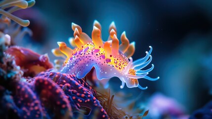 Close-up of brightly colored nudibranch