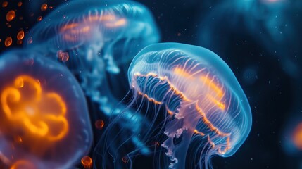 Ethereal macro shot of jellyfish bell