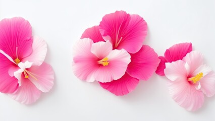 Beautiful Hibiscus flowers on white surface