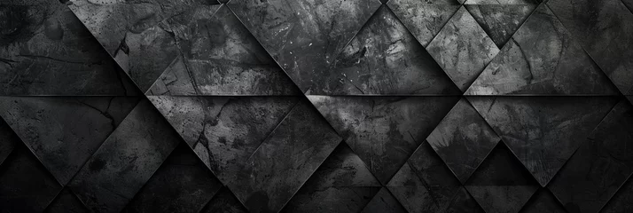 Foto op Canvas Dynamic Shadows: Black and Grey Charcoal Abstract Banner, Playfully Incorporating Geometric Shapes and a Shading Gradient for a Modern Background Wallpaper © Martin