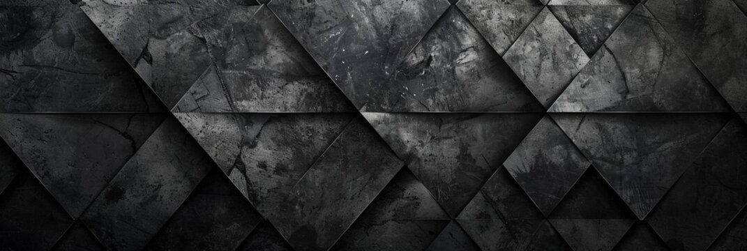 Fototapeta Dynamic Shadows: Black and Grey Charcoal Abstract Banner, Playfully Incorporating Geometric Shapes and a Shading Gradient for a Modern Background Wallpaper