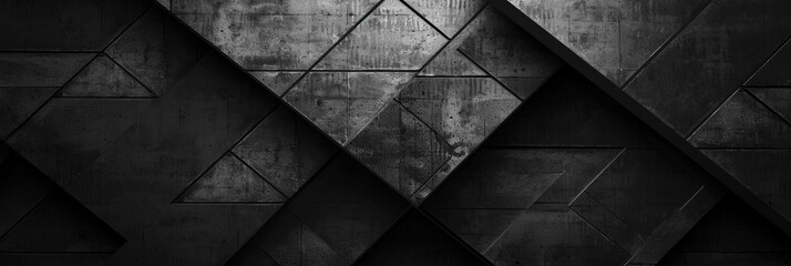 Sleek Charcoal Elegance: Abstract Banner in Black and Grey, Featuring Geometric Shapes and Subtle Shading Gradient for a Stylish Background Wallpaper