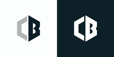 Vector logo design for the initials C and B with a hexagon shape.