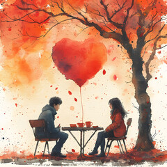 Classroom in Love, Valentine day, Love season, Pink pastel color, Watercolor illustrations