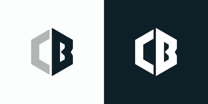 Vector logo design for the initials C and B with a hexagon shape.