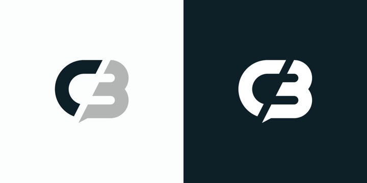 Vector logo design of initials C and B with slashed effect.