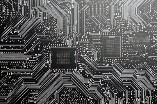 Printed circuit board background for computer technology with space for text.