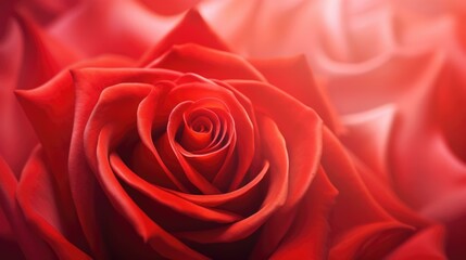 Fototapeta premium A vibrant red rose with a soft gradient, symbolizing the beauty of love. Generative AI.