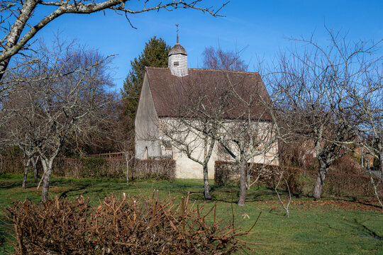 Small chapel at Lignaud, Lourdoueix-Saint-Pierre, Creuse, France on a sunny winter's day.